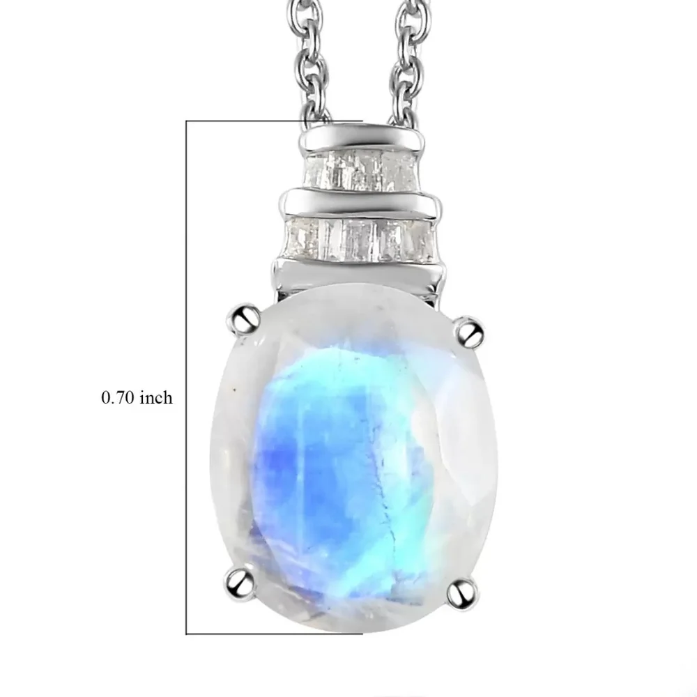🔥PRICE DROP🔥NWT MOONSTONE & DIAMOND PLATINUM STERLING SILVER PENDANT NECKLACE - Picture 6 of 6